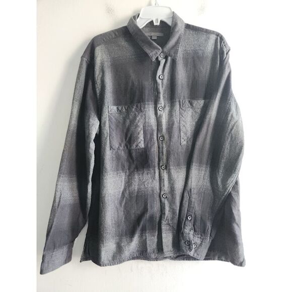 John Varvatos Men Black & Grey 100% Cotton Button Down Shirt size Large - Picture 1 of 7
